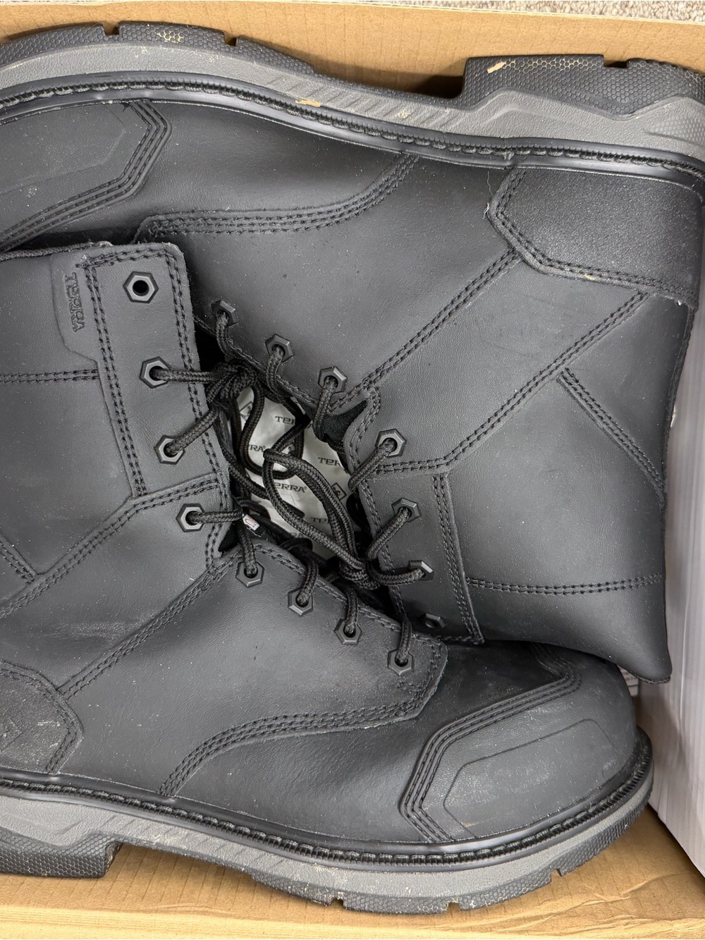 Terra Men's Black Lace-Up Work Boots